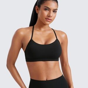 CRZ Yoga Butterluxe Y Back Sports Bra Padded Racerback Black Medium NWT